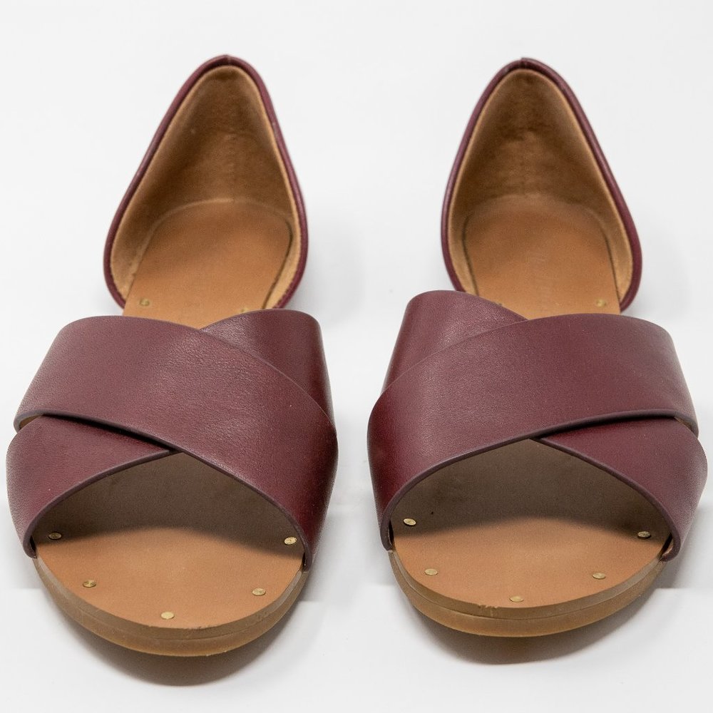 Madewell Burgundy D'Orsay Leather Sandals SZ 5M Like New